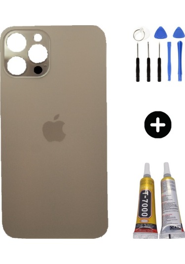 iPhone 12 Pro Max Uyumlu Arka Pil Batarya Kapak Altın + Toz Bandı