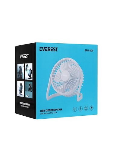 Everest Efn-505 Masaüstü Beyaz Usb Fan 145mmx141mmx105 Mm