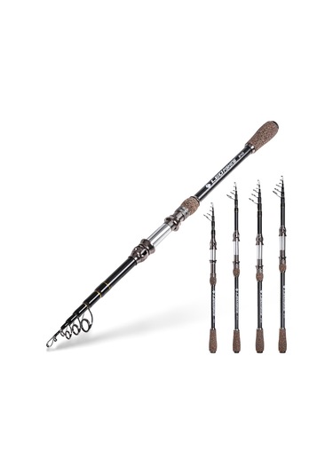 Springsun Kahverengi Korkak Tutamaklı, Levha Telli, Teleskopik Karbon Fiber Deniz Balıkçılığı Olta Kamışı 2.7m