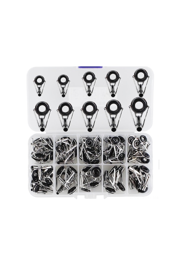 Kosona 80 Adet Çelik Seramik Olta Kılavuz Ucu Seti - Spinning, Jigging, Kayık Olta Tamiri Parçaları