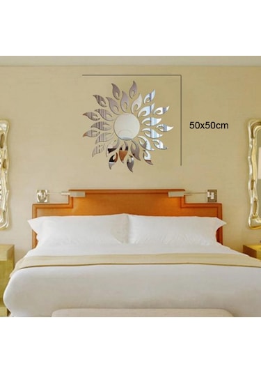 Youmex Gümüş Renkli 27 Parça Plastik Ayna Duvar Sticker Seti - Ev Dekorasyonu Arka Plan Dıy Duvar Dekoru Gümüş