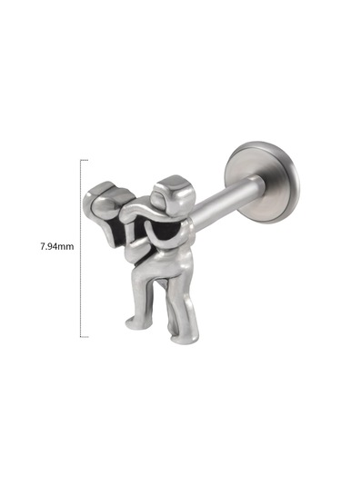 Dreamlee Cerrahi Çelik Yılan Kulak Piercingi - Tragus Ve Kıkırdak Piercing Takısı - Buda Heykeli Labretantik Gümüş Kaplamawhıte Pembe