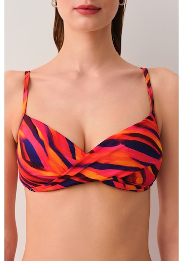 Suwen Flame Yarı Destekli Bikini Üstü Sb2527013841384 Flame Baskılı