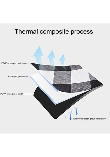 Prestigegoods 150x200cm Taşınabilir Nem Geçirmez Piknik Mat - Siyah / Gri / Beyaz Izgara, Açık Hava, Yürüyüş, Kamp Altın