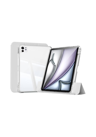 İpad Uyumlu Pro 11 İnç M4 2024 Kılıf Kalem Bölmeli Akrilik Şeffaf Ayrılabilir Case A2836 A2837 A3006 Kılıf