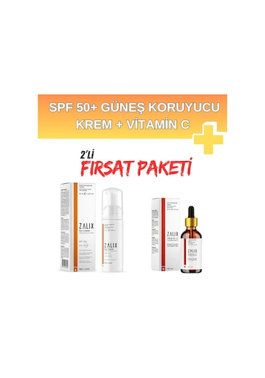 Zalix Koruyucu Güneş Kremi SPF50+ 50 ML + Vitamin C Complex Serum 30 ML