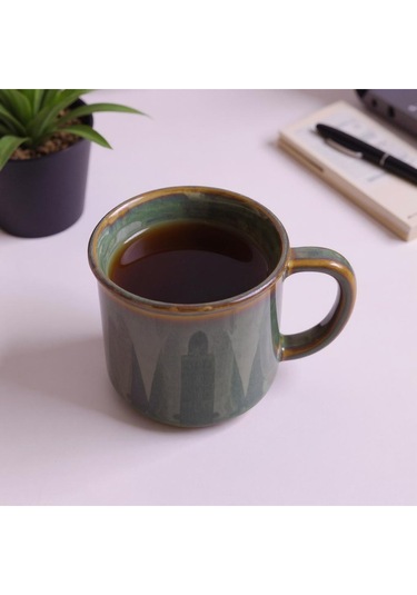 El Yapımı Seramik Kupa Organik Boya Haki