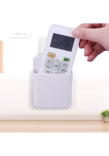 Maiyame 4 Adet Beyaz Duvarlı Kumanda Tutucu, Ev Ofis Yatak Odası İçin Otomatik Yapışkan Organizer Kutusu, Anahtar Kalem Depolama Kutusu Diğer