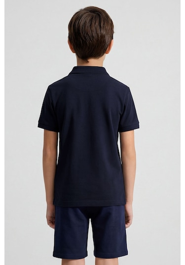 Tommy Life Lacivert Polo Yaka Standart Fit Basic Unisex T-shirt - 11330