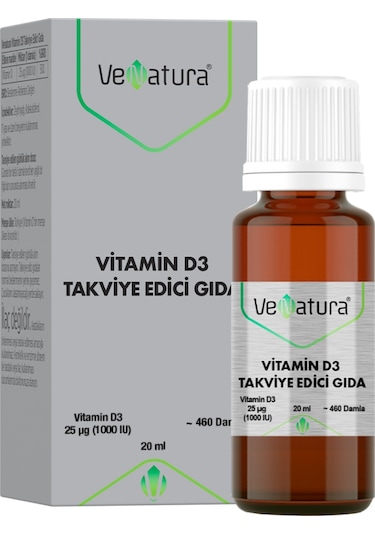 VeNatura Vitamin D3 Takviye Edici Gıda 1000 IU 460 Damla 20 ml