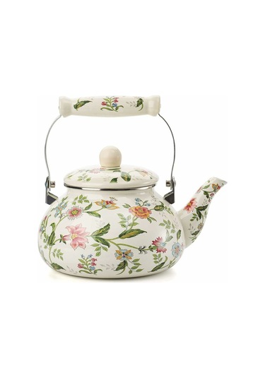 Emaye İndüksiyonlu Su Isıtıcısı 2,4 L Emaye Sürahi Vintage Çaydanlık, Seramik Sap, İndüksiyonlu Ocak, Gaz, Odun Sobası Diğer