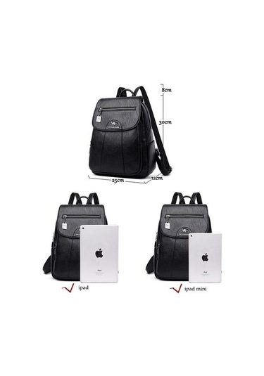 Kadınlar Yumuşak Deri Sırt Çantaları Vintage Kadın Omuz Çantaları Rahat Seyahat Bayanlar Sırt Çantası Okul Çantaları Y2ajnb Siyah