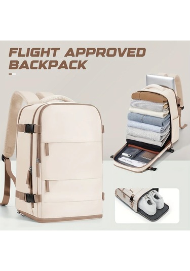 Dashanshop Hafif Nylon Seyahat Sirt Cantasi Beige With Brown Laptop Bolmeli Ayarlanabilir Askili Cok Cepli Is Gundelik Kullanım A Gri