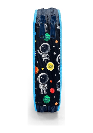 Coral High Kids Lacivert Mavi Astronot Desenli Çift Katlı Kalem Çanta 11149 Mavi