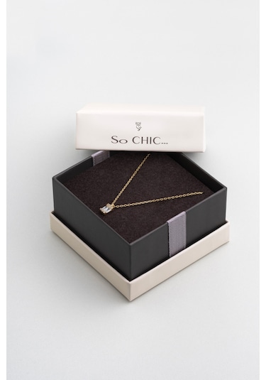 So Chic Işıltılı Baget 18 Ayar Sarı Altın Kaplama 45 Cm Gümüş Kolye Sarı