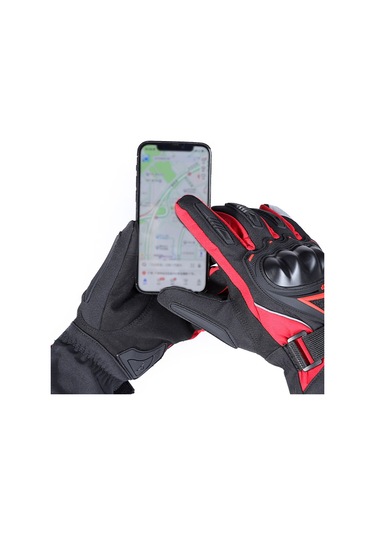 Fosenze Kış Motosiklet Eldiveni - Gece Yansıtıcı Ekran Dokunmatik Su Geçirmez Soğuk Hava Eldiveni Siyah 2xl