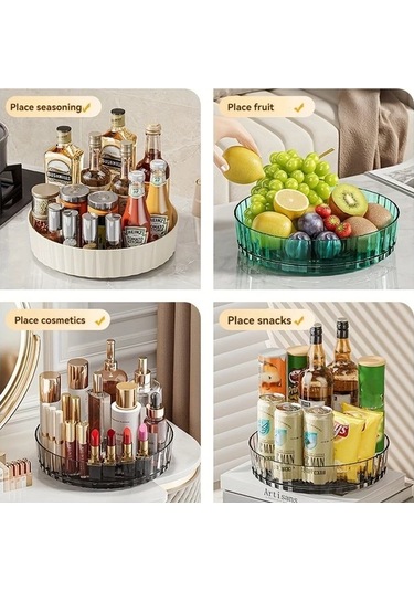 Topshop1 Krem Beyaz Döner Tepsili: Mutfak, Kiler, Banyo Düzenleyici Ve Saklama Çözümü Krem Beyaz