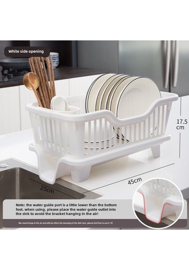 Reedark Ev Kullanıma Tek Katlı Plastik Tabak Rakası - Yan Açık Süzme Özelliği İle Mutfak Gereçlerini Kurutun Ve Saklayın Beyaz Diğer