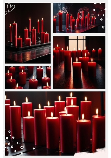 Soya Parafinli Kırmızı 3 Adet 50 Saat Yanma Süreli Çap:5 Cm Boy:25 Silindir Blok Mum Kırmızı Kirmızı