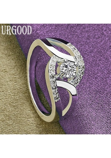 925 Ayar Gümüş Aaa Zirkon Yüzük Hediye Charm Düğün Takı 9