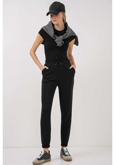 Gabria Paça Lastikli Eşofman Altı Siyah