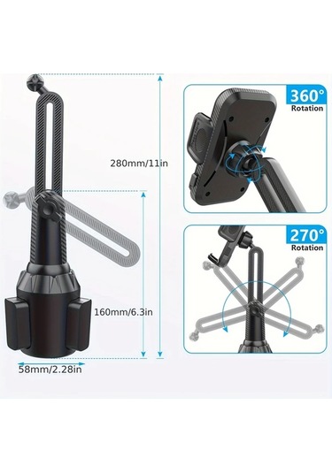Chuangyinshop Siyah Araç Telefon Tutucu 2025 Yeni Su Bardağı Tipi Ayarlanabilir Telefon Tutacağı