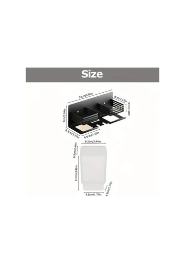 Fastbuy Anakart Cift Bardak Stili Paslanmaz Çelik Disk Fırça Ve Fırça Macunu Depolama Duvar Montaj Raf Siyah Siyah