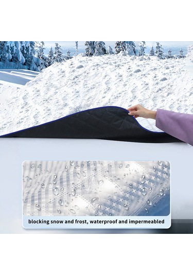 Ranyeek Oto Cam Kapağı Kışlık - Mıknatıslı, Güneş Engeli, Isı Yalıtımı, Gece Yansıtan Şeritli, Mavi, 145x105cm