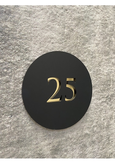 Basic Serisi Mat Siyah Kapı Numarası Gold