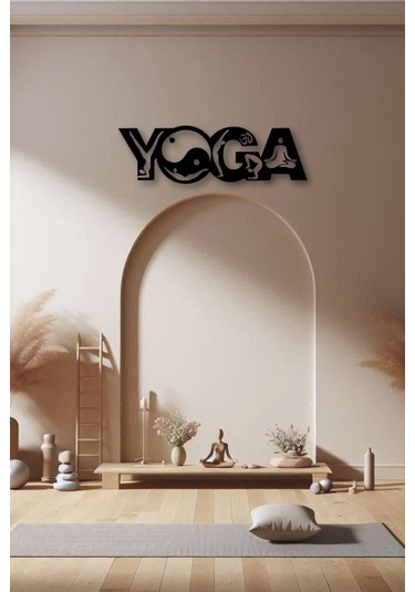 Ahşap Tablo Dekoratif Duvar Süsü Yoga Temalı Ahşap Panel Yoga Stüdyoları İçin Siyah Renk