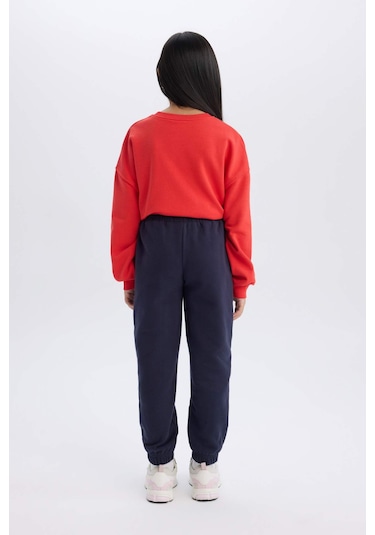DeFacto Kız Çocuk Beli Paçası Lastikli Cepli Basic Düz Kalın Jogger Eşofman Altı D3840A824WNNV146 Lacivert