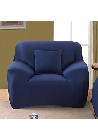 Jeehugo Koyu Mavi Tek Renkli Koltuk Kılıfı, 90-140cm Tek Kişilik, Dayanıklı Dokuma, Esnek Tabanlı, Ev Dekorasyonu, Toz Koruyucu, Pratik Kullanım DiğER