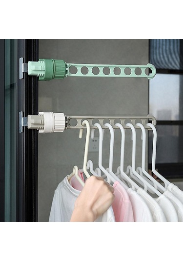 Ganzhoushop 3 Adet Pencere Çerçevesi Giysi Askısı Taşınabilir İç Mekan Pencere 8 Delikli Kurutma Rafı Ayarlanabilir Ev F Çok Renkli