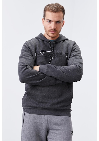 Tommy Life Antrasit Melanj Kanguru Cep Standart Kalıp Kapüşonlu Erkek Sweatshirt - 87883 Antrasit Melanj