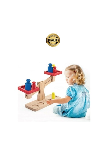 Premium Ahşap Eğitici Öğretici Motor Beceri Ve Zeka Geliştiren Çocuk Oyunu Oyuncak Seti Terazi
