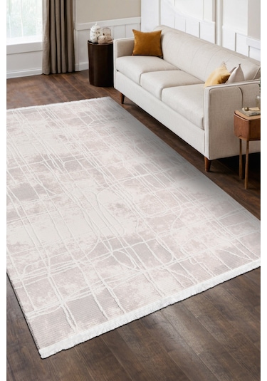 Volora Halı Koleksiyonu Yumuşak Dokulu, Modern İnce Form, Tozumaz Ve Kolay Temizlenebilir Krem - Pudra