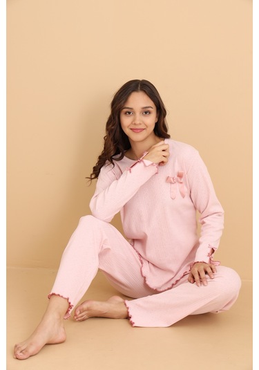 Mirano 8604 Pointel Kumaş Mevsimlik Günlük Kadın Pijama Takımı Pembe