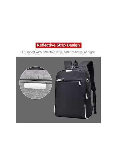 Geeksen 15.6 İnç Poliester İş Çanta, Anahtar Kilitli, Led Yansıtıcı, Usb Ve Kulaklık Girişi, Siyah/koyu Gri Seçenekli Koyu Gri