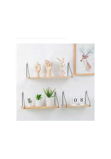 Qingmipy "rustik Ahşap Raf - Metal Askılı Çok Amaçlı Duvar Rafı 3 Boyut, 5 Renk Seçeneği " Siyah