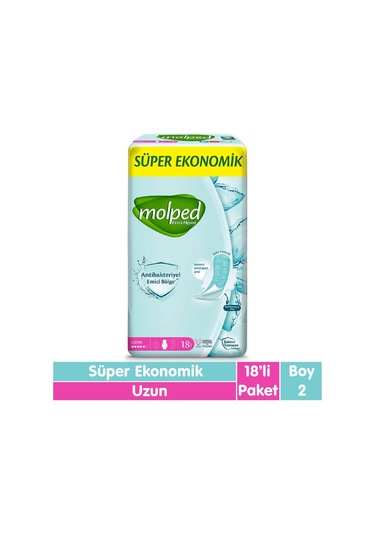 Molped Süper Ekonomik Antibakteriyel Ped Uzun 18'li