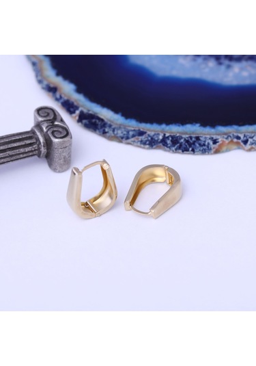Nox Jewelry 925 Ayar Altın Kaplama Haggie Hafif Modern U Küpe - E00267 Gold