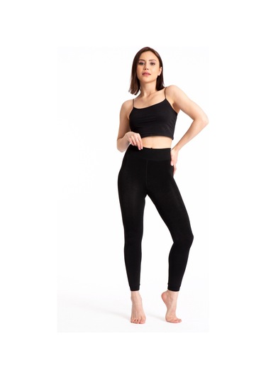 Kadın Termal Tayt İçi Peluşlu Tayt Tampap Siyah