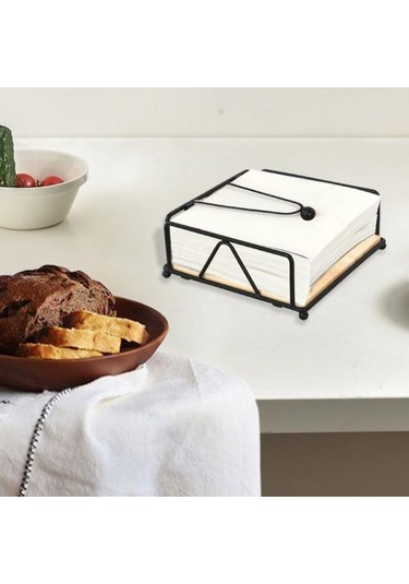 Gümüş Rustik Tarzı Düz Peçete Tutucu Metal Mutfak Kare Kağıt Kutusu Tezgah Masa Kağıt Mendil Dispenseri