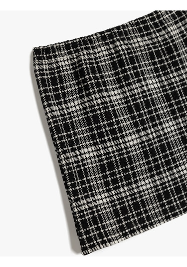 Koton Mini Etek Beli Lastikli Dar Kesim Siyah Ekose 5wkg70091ak Siyah Ekoseli Siyah