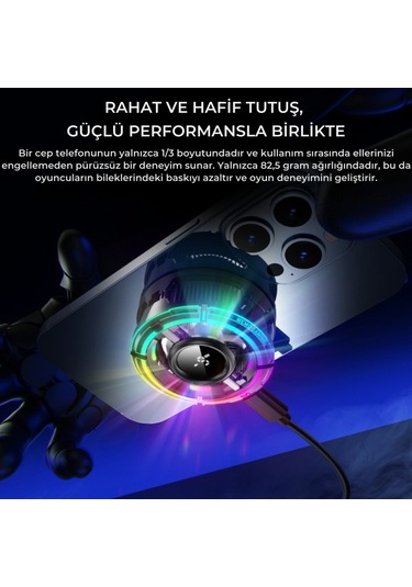 Polham Magsafe Ve Klipsli Rgb Led Süper Soğutucu 6000rpm Ultra Hızlı Fan Dijital Ekranlı Isı Göstergeli