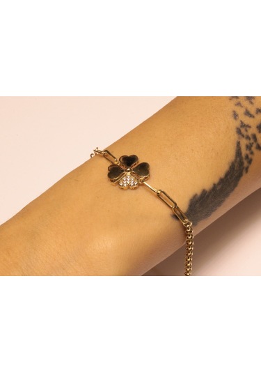 Altın Yonca Ataç Künye-Bileklik Guler1002661 Sarı Altın