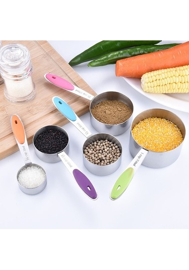 Ulzyvf Paslanmaz Çelik 13 Parça Ölçü Kaşığı & Kupası Seti - Kuru/sıvı İçin Manyetik Tutuculu Renkli Çok Renkli
