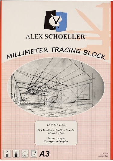 Alex Schoeller Milimetrik Aydınger Blok A3 Kırmızı 90/95 Gr 30 Yp