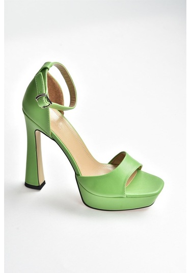 Fox Shoes Çimen Yeşili Platform Kalın Topuklu Kadın Ayakkabı K404