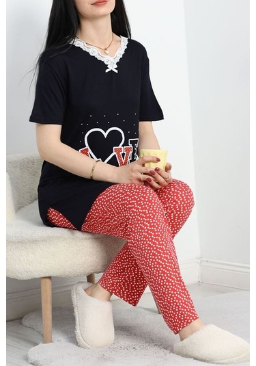 Seka Ringviskon Pijama Takımı Siyah - 50632.1931. Çok Renkli